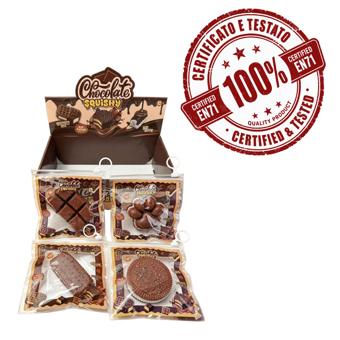 SQUISHY Cioccolata (TPR) 8cm In Busta (12x11cm) In espo da 16 4ass…x384